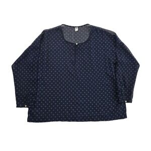 Old Navy Sheer Tunic Top Womens L Navy Blue Side Slits‎ Long Sleeve Lagenlook